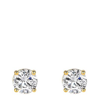 18K Gold Cz Stud Earrings