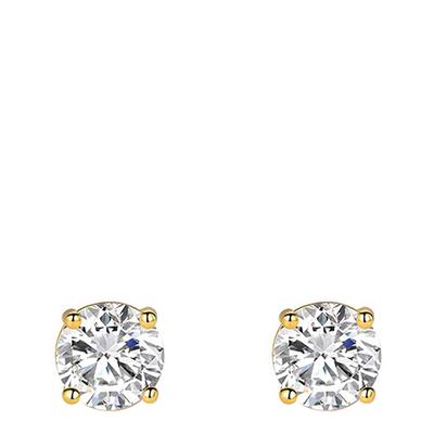 18K Gold Cz Stud Earrings