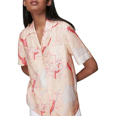 Pink Map Print Silk Blend Shirt