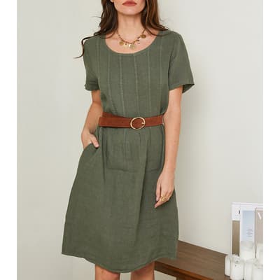 Khaki Linen Mini Dress