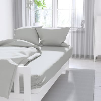 600Tc Sateen Double Extra Deep Fitted Sheet, Platinum