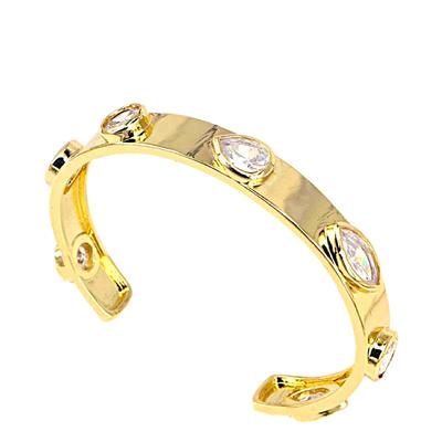 18K Gold Multi Shape Cz Cuff Bangle