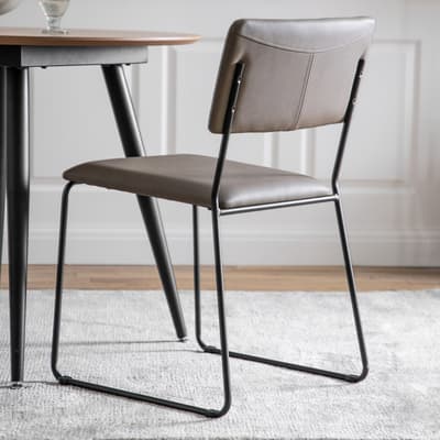 Set of 2 - Kemsley Dining Chair, Silver Faux Leather