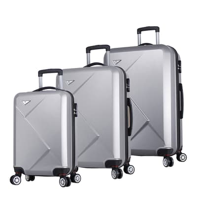 Grey Set Of 3 Diamond Suitcases