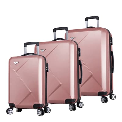 Rose Gold Set Of 3 Diamond Suitcases