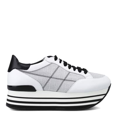 White Grey And Black Platform Sneakers 