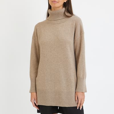 Oatmeal Cashmere Roll Neck Tunic