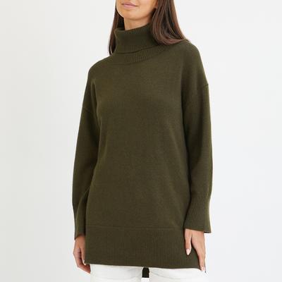 Khaki Cashmere Roll Neck Tunic