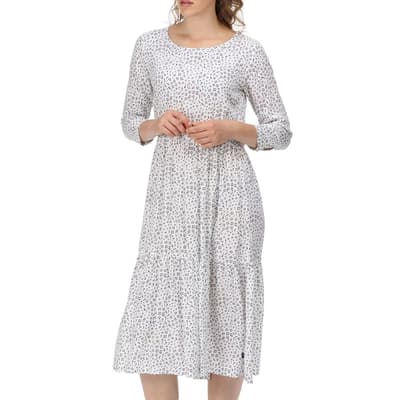 White Ditsy Long Sleeve Printed Dress