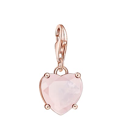 925 Sterling Silver Rose Gold Pink Heart Charm Pendant