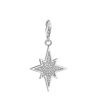 925 Sterling Silver Glitter Star Charm Pendant