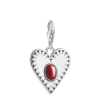 Silver Red Heart Charm Pendant