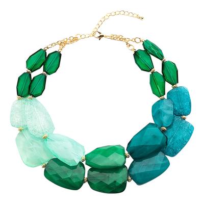18K Gold Statement Multi Green Quartz Necklace