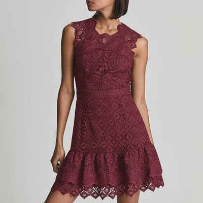 Berry Delilah Lace Mini Dress