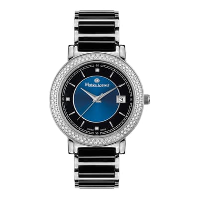 Womens Black/Blue Stahl Keramik Schwarz Watch