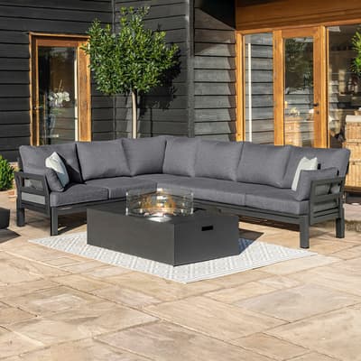 SAVE £460 - Oslo Corner Group with Rectangular Gas Fire Pit Table , Charcoal