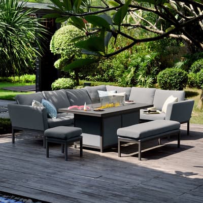 SAVE £660 - Pulse Left Handed Rectangular Corner Dining Set with Fire Pit , Charcoal
