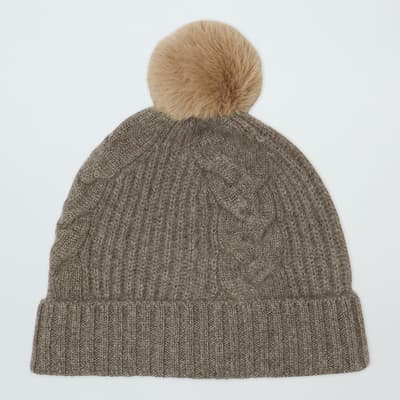 Otter Brown Cable Cashmere Bobble Hat