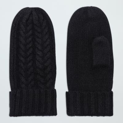Black Cable Cashmere Mittens