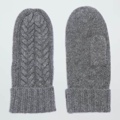 Grey Cable Cashmere Mittens
