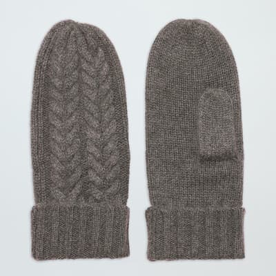 Otter Brown Cable Cashmere Mittens