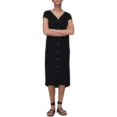 Black Leonie Button Through Cotton Dress