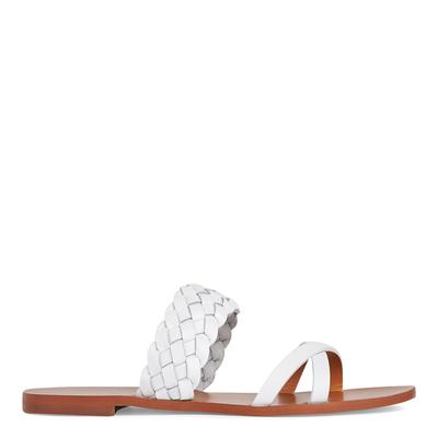 White Leather Plaited Reeva Sandals