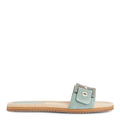 Pale Blue Suede Robyn Mule Sandals