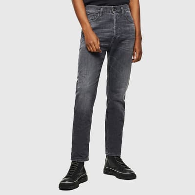 Washed Black Eetar Tapered Stretch Jeans