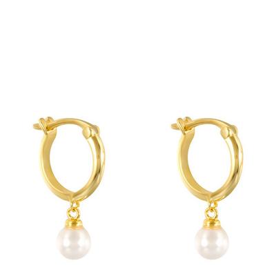 Gold Hoop Pearl Drop Earrings