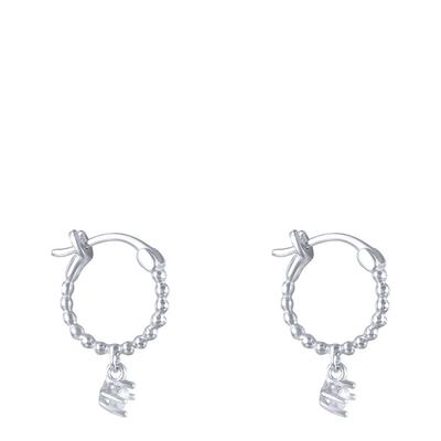 Silver Hoop Drop Earrings