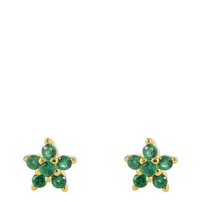 Gold/Green Flower Earrings