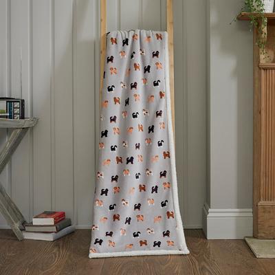 Doodle Dog 140x180cm Throw, Grey