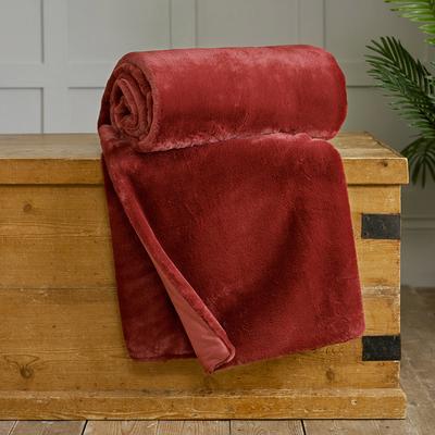 Aspen Faux Fur 130x180cm Throw, Ruby