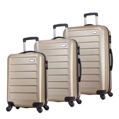 Gold Set Of Three Ruby Suitcases