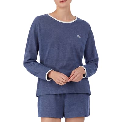 Blue Soft Lounge Knit Short Pyjama Set