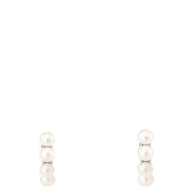 Sterling Silver Small Timeless Pearl Hoops