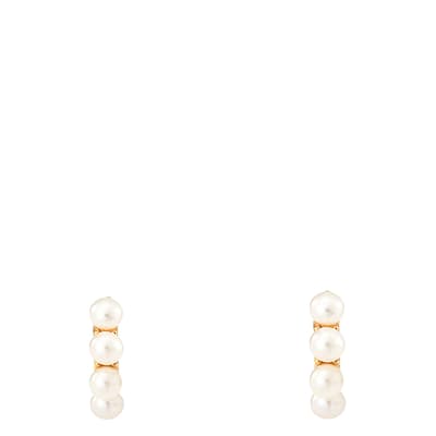 18ct Yellow Vermeil Small Timeless Pearl Hoops