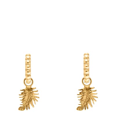 Yellow Vermeil Dotty Feather Charm Hoops