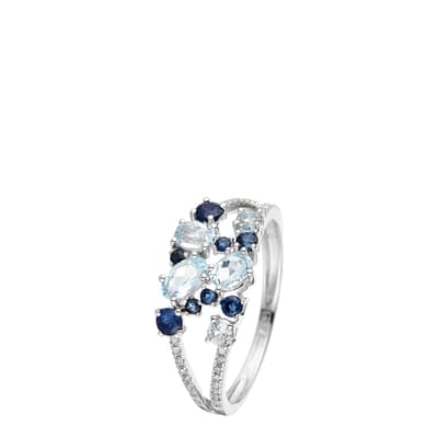 Silver/Blue Sapphire Small Gem Stones Ring