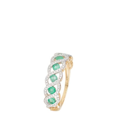 Gold Emerald Embellished Gem Stone Ring