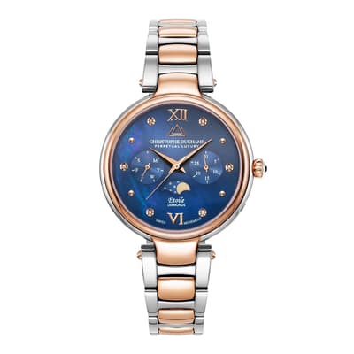 Women's Rose Gold/Blue Mother Of Pearl Swiss Watch 36mm