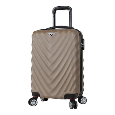 Large Gold Diagonal Groove Line Travel Suitcase