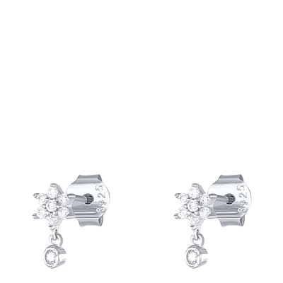 White & Silver Daisy Hanging Earrings