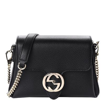 Black Gucci Interlocking Leather Crossbody Bag