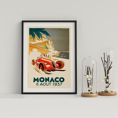 Retro Motor Racing Monaco GP 1937 Framed Print