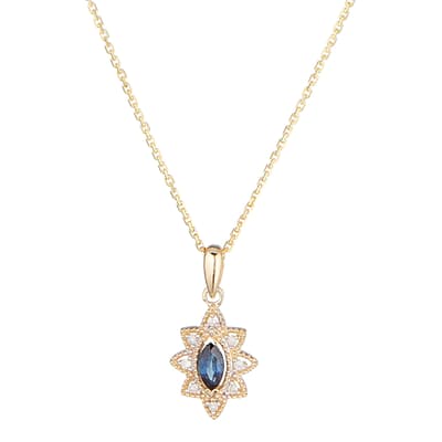 Gold Sapphire Star Pendant Necklace