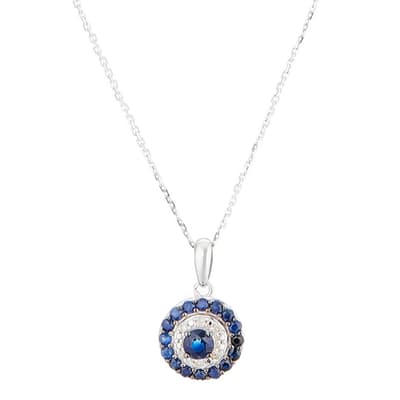 Silver/Blue Round Sapphire Stones Pendant Necklace