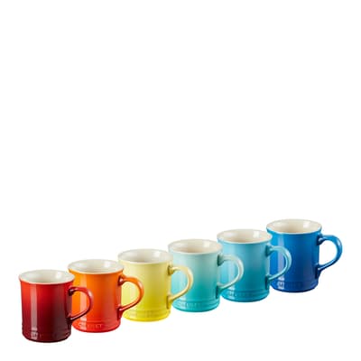Set of 6 Rainbow Mugs, 400ml
