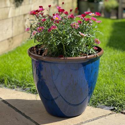 48cm Running Glaze Planter - Blue